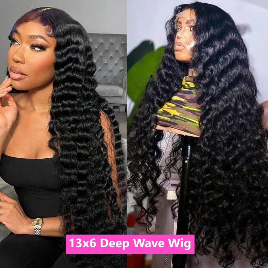 36 38Inch Deep Wave 13x4 Lace Front Wigs Pre Plucked 13x6 Lace Frontal Wigs Human Hair Hd Transparent Lace Wig For Black Women