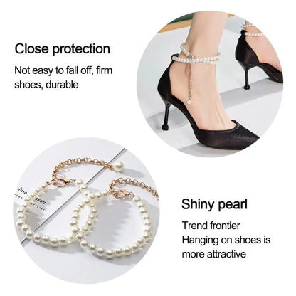 Anklets High Heels Decorations High Heel Ankle Chain Women Shoelaces High Heels Chain Pearl Heels Band High-heeled Shoes Straps