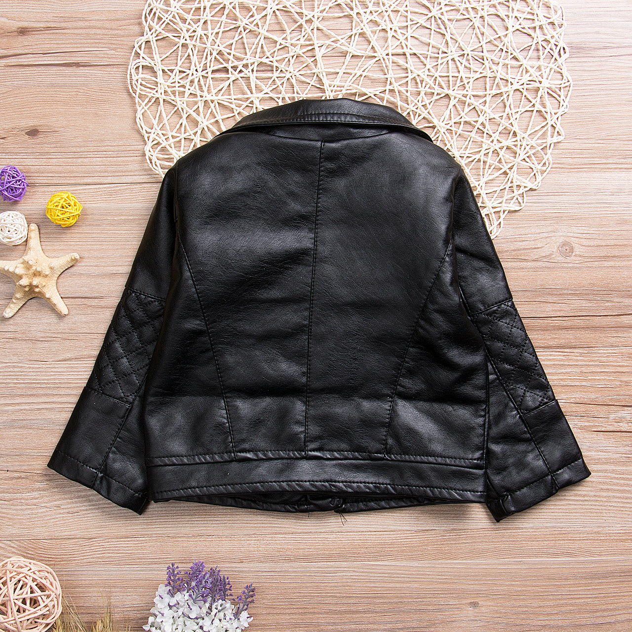 Boys' Short PU Leather Jacket with Collar