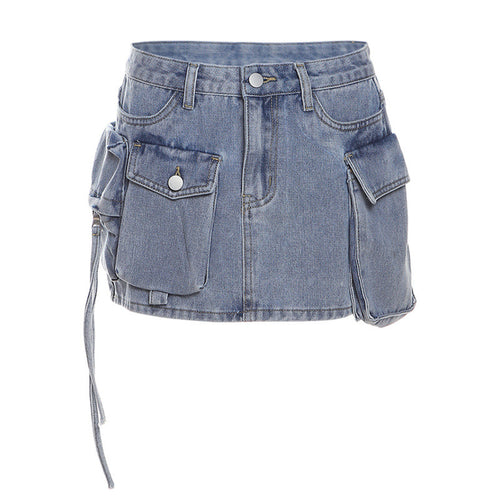 Cotton Fashion Personalized Multi-pocket Slim Fit Skirt