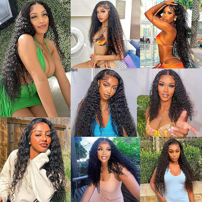 HD Transparent Deep Wave Frontal Wig 13x4/13x6 Curly Lace Front Human Hair Wigs For Women Wet And Wavy Water 7x6 Closure Wig