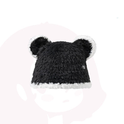 Cute Bear Black and White Contrast Bucket Hat for Women