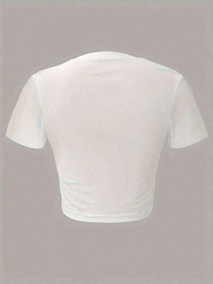 White Short-sleeved Shirt with Red REALLY HER