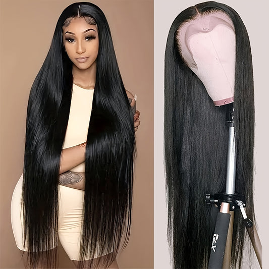 TIMOPOL Full 13X4 HD Lace Frontal Wigs Straight Virgin Human Hair Lace Frontal Wigs 200% Invisible 0.1Mm Ultra-Thin Frayed Ends Lace Front Wig Pre Plucked Tiny Knots