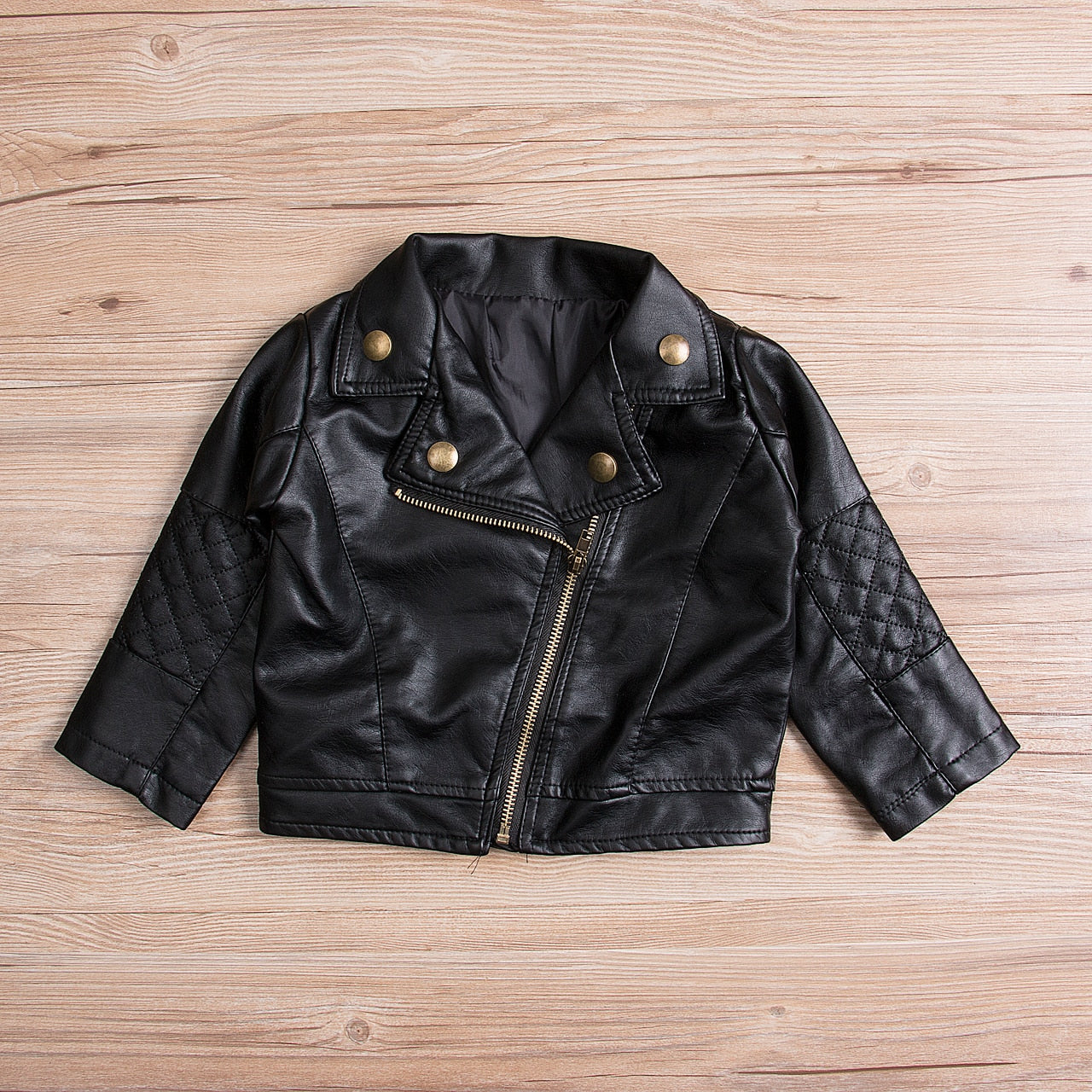Boys' Short PU Leather Jacket with Collar