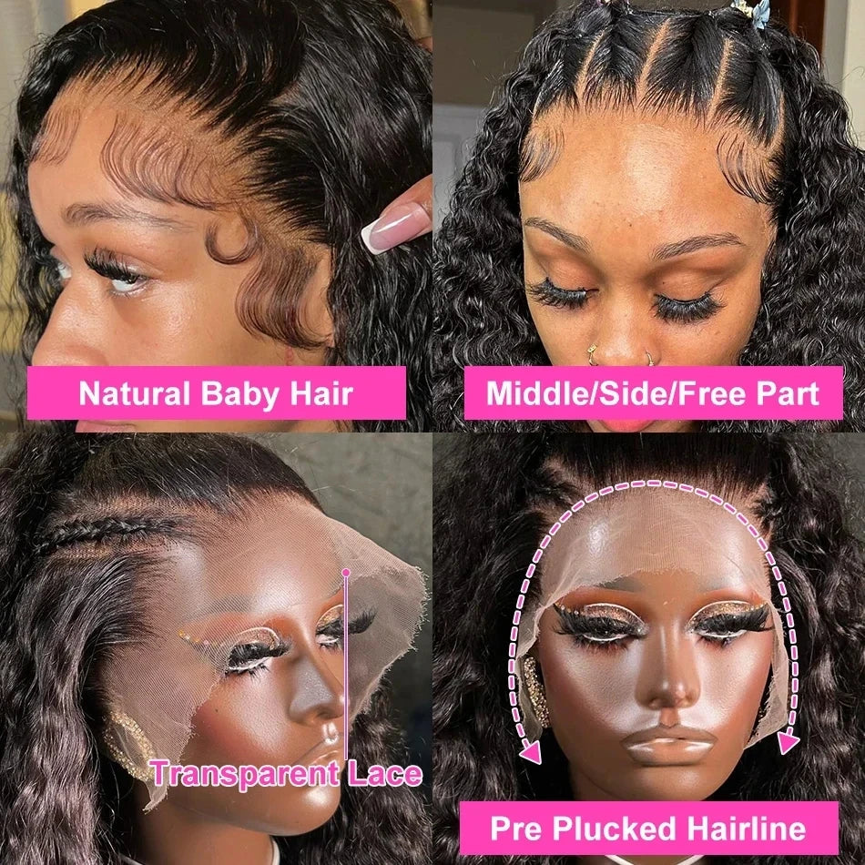 36 38Inch Deep Wave 13x4 Lace Front Wigs Pre Plucked 13x6 Lace Frontal Wigs Human Hair Hd Transparent Lace Wig For Black Women