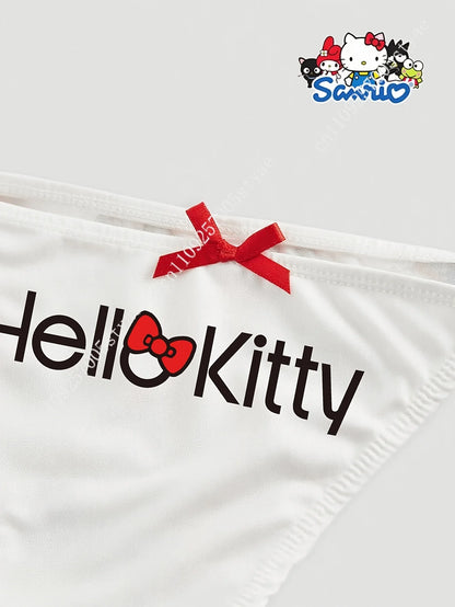 Sanrio Hello Kitty Women's Sexy Red Bow Letter Cartoon Print Wireless Bralette Swim Top Swim Bottom Set
