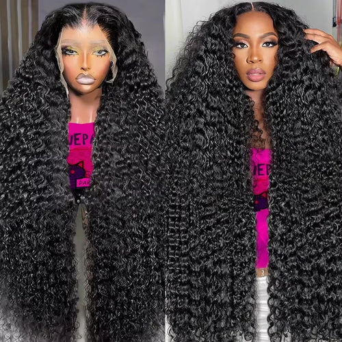 HD Transparent Deep Wave Frontal Wig 13x4/13x6 Curly Lace Front Human Hair Wigs For Women Wet And Wavy Water 7x6 Closure Wig