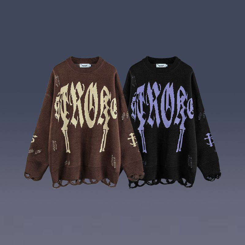 Trendy Oversize Jacquard Sweater for Men and Women