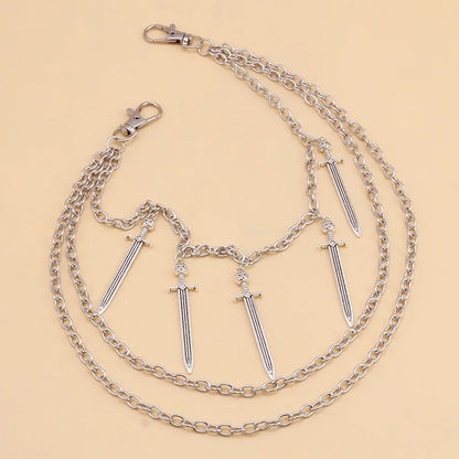 Long Sword Pendant Chain On The Jeans Pants Women Punk Keychains for Men Egirl eBoy Harajuku Grunge  Accessories