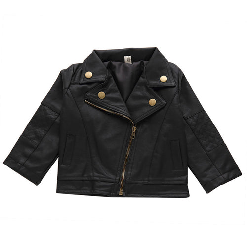 Boys' Short PU Leather Jacket with Collar