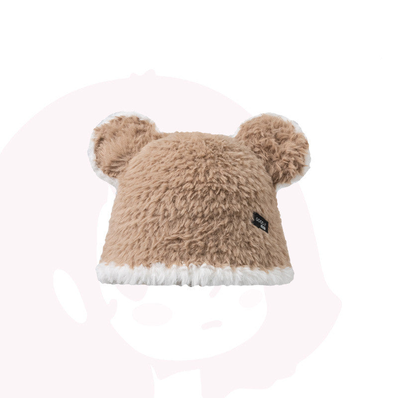 Cute Bear Black and White Contrast Bucket Hat for Women