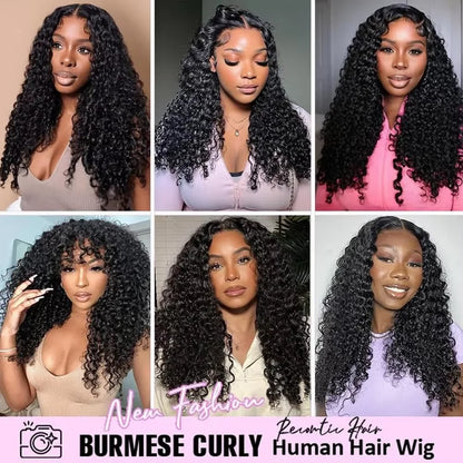 220 Density Hd Lace Wig 13x6 Human Hair Burmese Curly Hair Wig Pre Plucked Brazilian 16A Burmese Virgin Human Hair Wig For Women