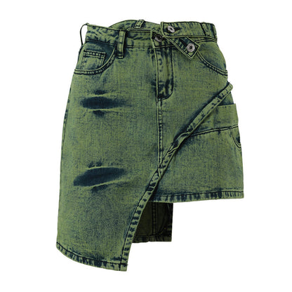 Irregular Design Splicing Denim Half Skirt