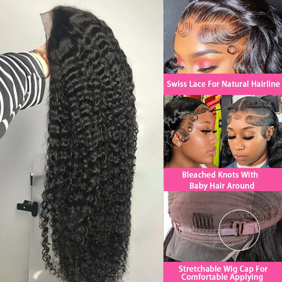 36 38Inch Deep Wave 13x4 Lace Front Wigs Pre Plucked 13x6 Lace Frontal Wigs Human Hair Hd Transparent Lace Wig For Black Women
