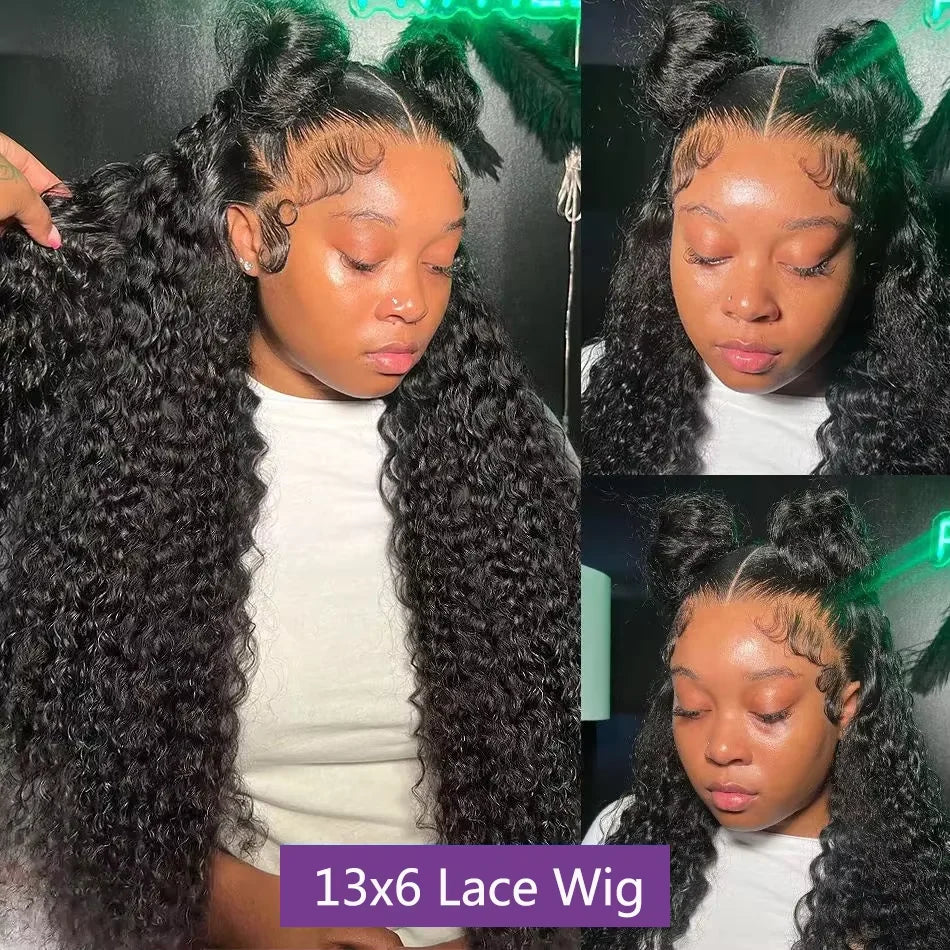 40 46 Inch Deep Wave 13x4 13x6 Lace Front Human Hair Wig 220 Density Curly 360 Full Lace Frontal Wig Human Hair For Black Women