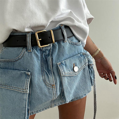 Cotton Fashion Personalized Multi-pocket Slim Fit Skirt
