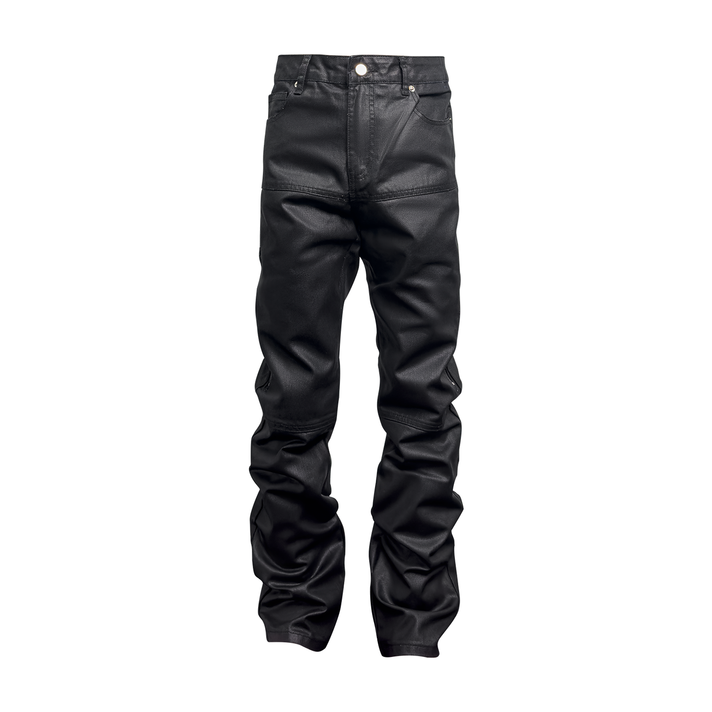 Designer Black Roxed Denim Zip Pants